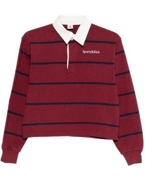 Sporty & Rich Sherif Logo Rugby Polo Top - Red
