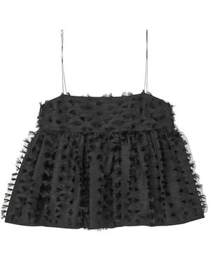 Cecilie Bahnsen Babette Fil-Coupé Sleeveless Peplum Blouse - Black