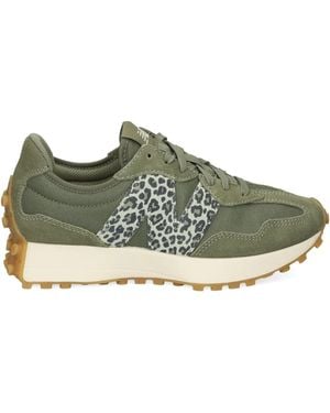 New Balance 327 Leopard-Panel Sneakers - Green