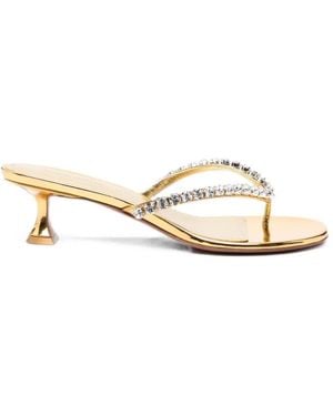 AMINA MUADDI Gigi Crystal-Embellished Heeled Sandals - Natural