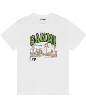 Ganni プリント Tシャツ - ホワイト