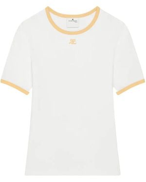 Courreges Contrast-Trim Signature T-Shirt - White