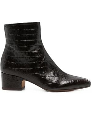 Chie Mihara Croc-Effect Leather Ankle Boots - Black