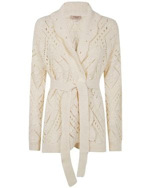 Twinset Belted Knitted Cardigan - White