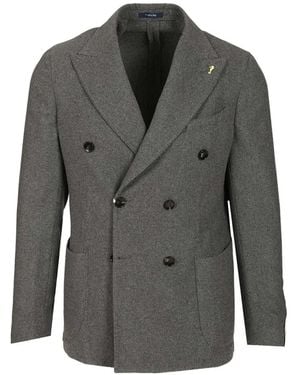 Guarinucci Double-Breasted Peak-Lapel Blazer - Grey