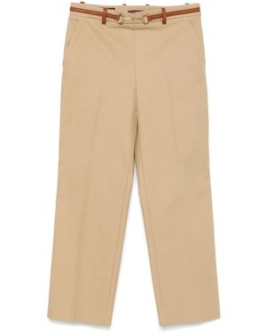 Gucci Cotton Drill Trousers With Clamp - Natural