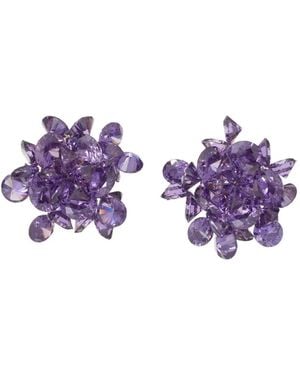 Roxanne Assoulin Cubic Cluster Clip-On Earrings - Purple