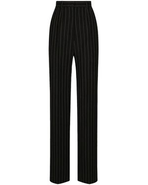 Dolce & Gabbana Flared Pinstripe Wool Trousers - Black