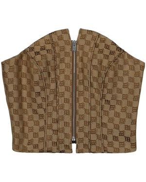 MISBHV Jacquard Monogram Corset Top - Brown