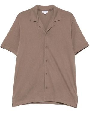Sunspel V-Neck Shirt - Brown