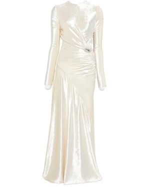 Rabanne Draped Velvet Gown - White