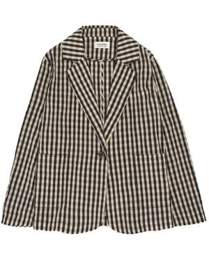 Psophia Gingham Pocket Blazer - Black