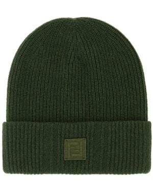 Fendi Logo-Patch Beanie - Green