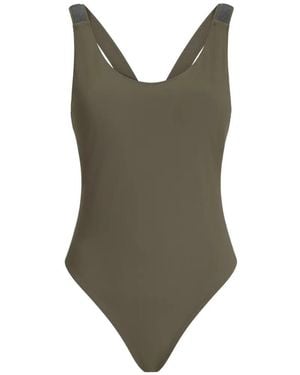 Brunello Cucinelli Embellished Strap Swimsuit - Green