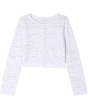 Sandro Cardigan Crop À Perles - Blanc
