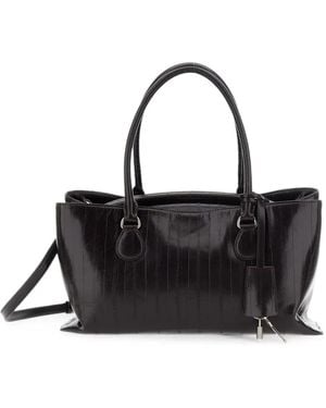 OSOI Shell Brot Lizard-Effect Leather Shoulder Bag - Black