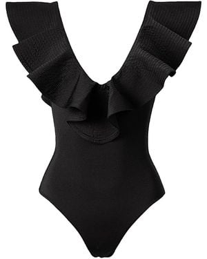 SOFIA ERHAN Stella Sleeveless Ruffle-Detail Swimsuit - Black