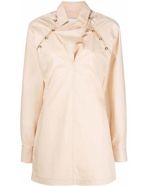 Nanushka Asymmetric-Fastening Mini Shirt Dress - Natural