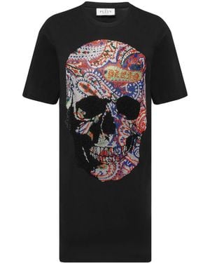 Philipp Plein Logo-Print Cotton Minidress - Black