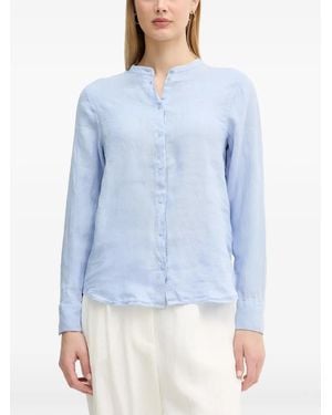 Mos Mosh Artina Mandarin-Collar Long-Sleeve Shirt - Blue