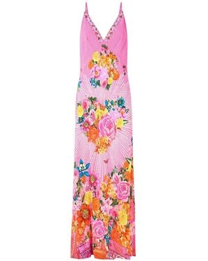 CAMILLA V-Neck Floral Maxi Dress - White