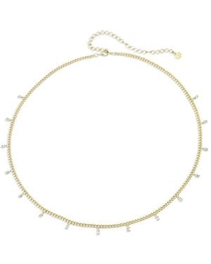 SHAY Baguette Drop Baby Link Necklace - Metallic