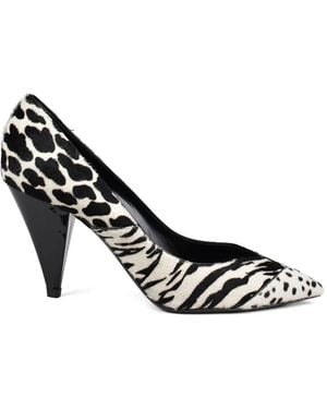 Saint Laurent Animal-Print Pointed Toe Heeled Court Shoes - Metallic