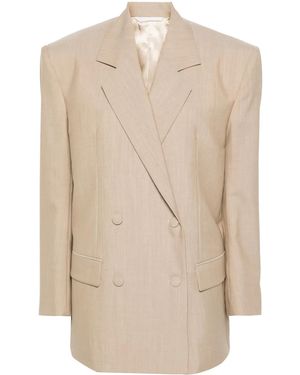 Givenchy Double-Breasted Wool Blazer - Natural