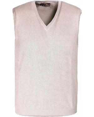 Moorer V-Neck Ribbed Knitwear Vest - Pink