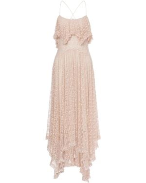 Philosophy Di Lorenzo Serafini Soft Maxi Dress With Delicate Lace Overlay - Natural