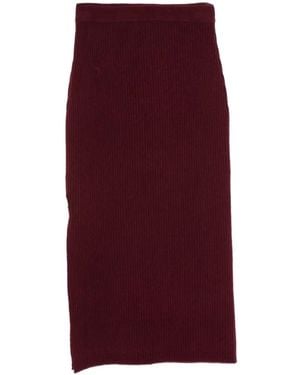 Allude Ribbed-Knit Midi Skirt - Purple