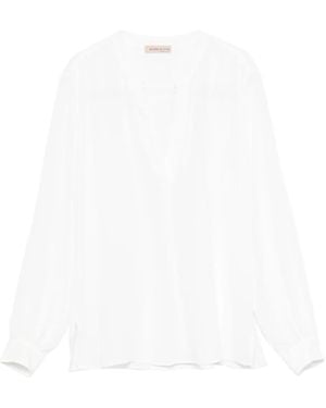 Blanca Vita V-Neck Long-Sleeve Top - White
