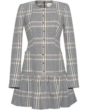 Cara Cara Adams Plaid Ruffled Mini Dress - Gray