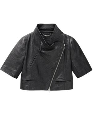 Yigal Azrouël Cropped Leather Jacket - Black