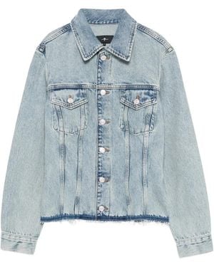 7 For All Mankind Trucker Button Frayed Jacket - Blue