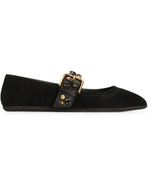 Dolce & Gabbana Suede Ballet Flats With Embroidery - White