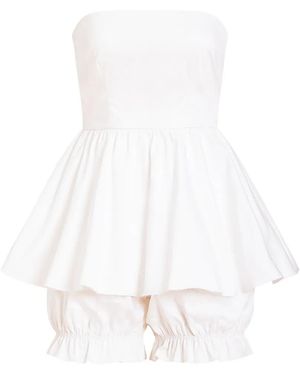 Contessa Mills Lulu Peplum-Hem Romper - White