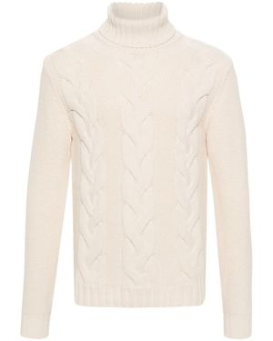 K-Way Pull En Maille Torsadée À Col Roulé - Blanc