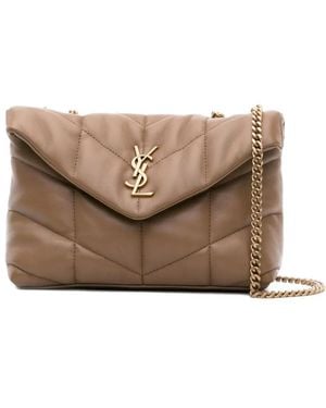 Saint Laurent Loulou Puffer Quilted Shoulder Bag - Brown