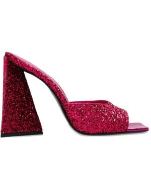 The Attico Devon Glitter-Finish Mules - Pink