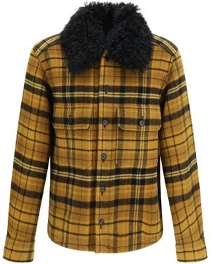 Fendi Check-Pattern Wool Jacket - Yellow