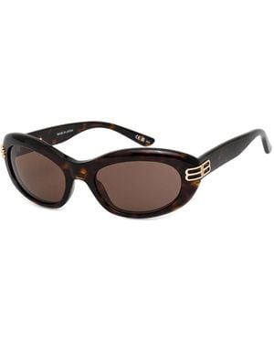 Balenciaga Oval-Frame Sunglasses - Brown