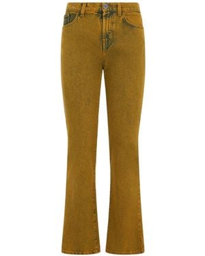 Alberta Ferretti Logo-Patch Flared Jeans - Natural