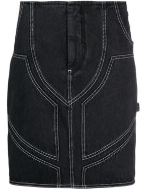 Off-White c/o Virgil Abloh Contrast-Stitch Denim Skirt - Black