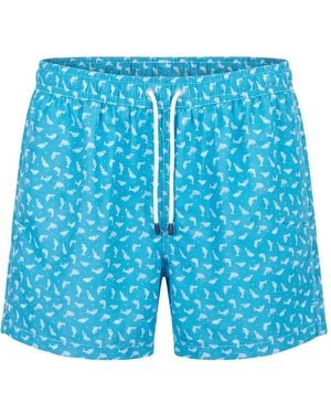 Fedeli Madeira Dolphin-Print Swim Shorts - Blue