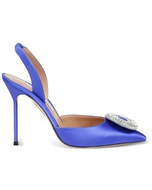 Aquazzura Crystal-Embellished Slingback Sandals - Blue