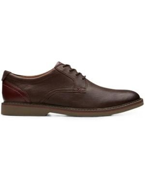 Clarks Radcliff Low Leather Derby Shoes - Brown