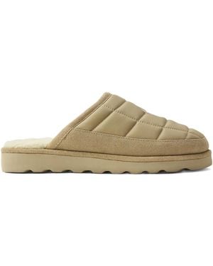 Polo Ralph Lauren Quilted Suede-Panelling Slippers - Natural