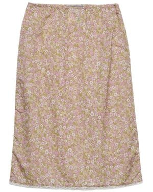 Prada Imprimé Floral Re-Nylon Midi-Jupe - Natural