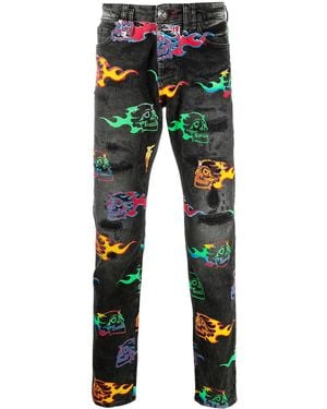 Philipp Plein Skull On Fire Jeans - Green